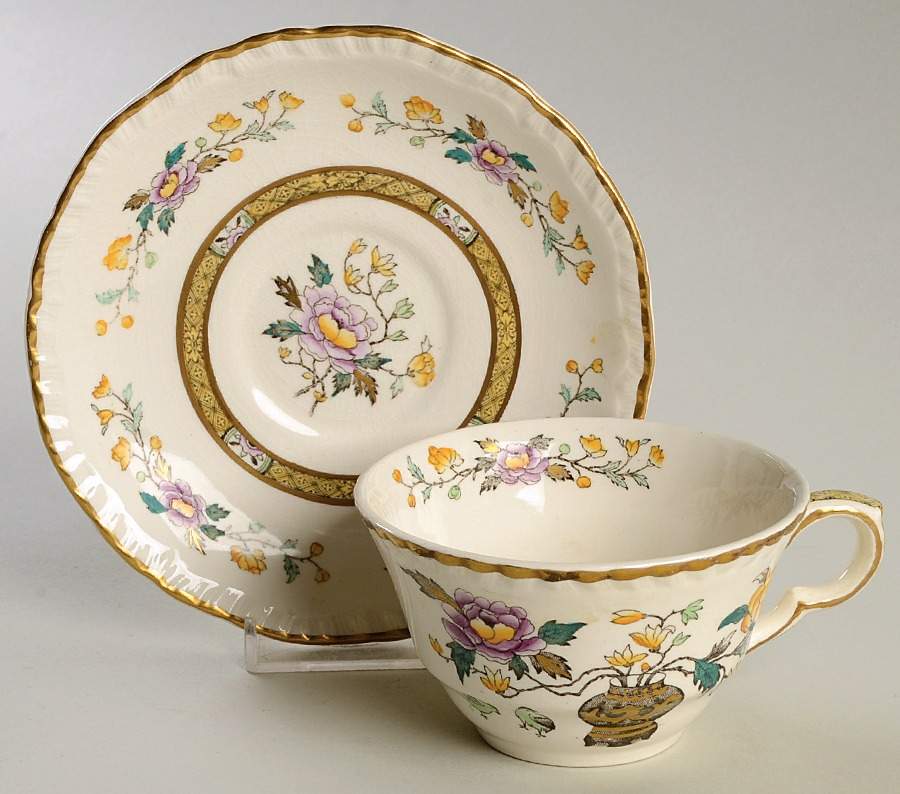 Chinese Peony Flat Cup & Saucer Set by Mason's-1