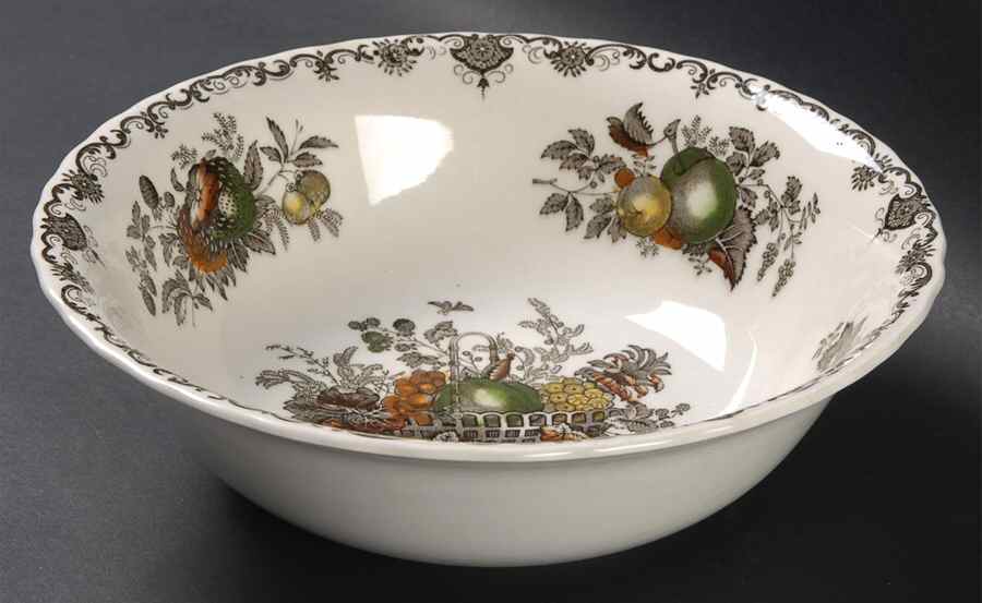 Fruit Basket Brown Multicolor 9" Round Vegetable Bowl by Mason's-1