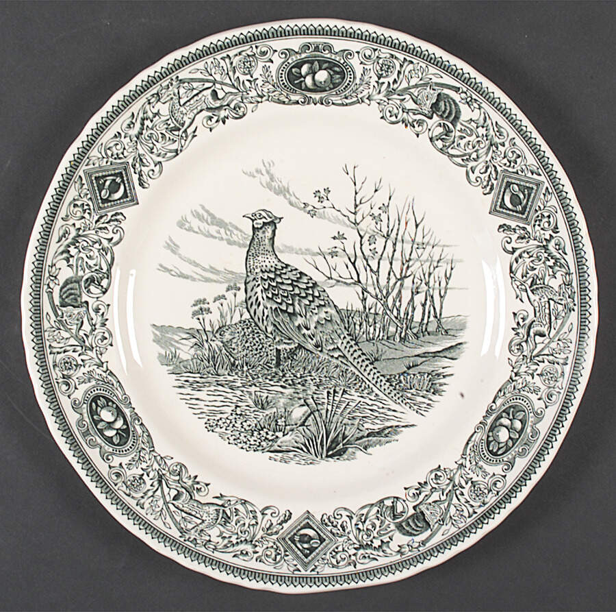 Game Birds Green Dinner Plate by Mason's-1