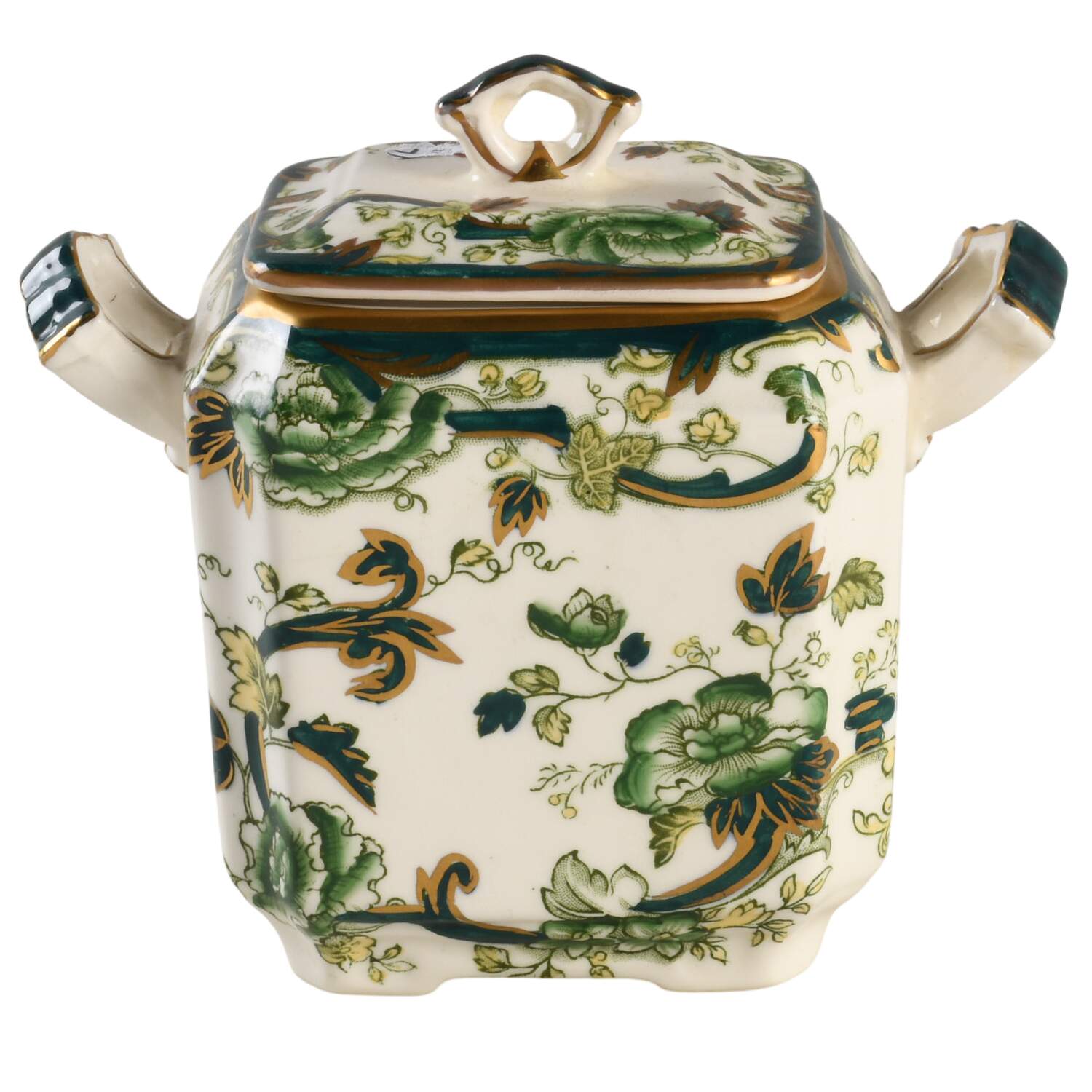 Mandalay Chartreuse (Gold Accent & Trim) Square Sugar Bowl & Lid by Mason's-1