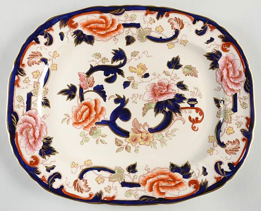 Mandalay Blue Multicolor 15" Oval Serving Platter by Mason's-1