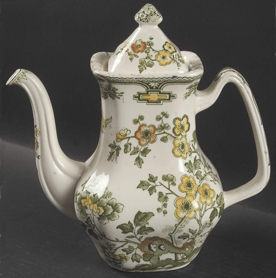 Manchu Green Multicolor Coffee Pot & Lid by Mason's-1