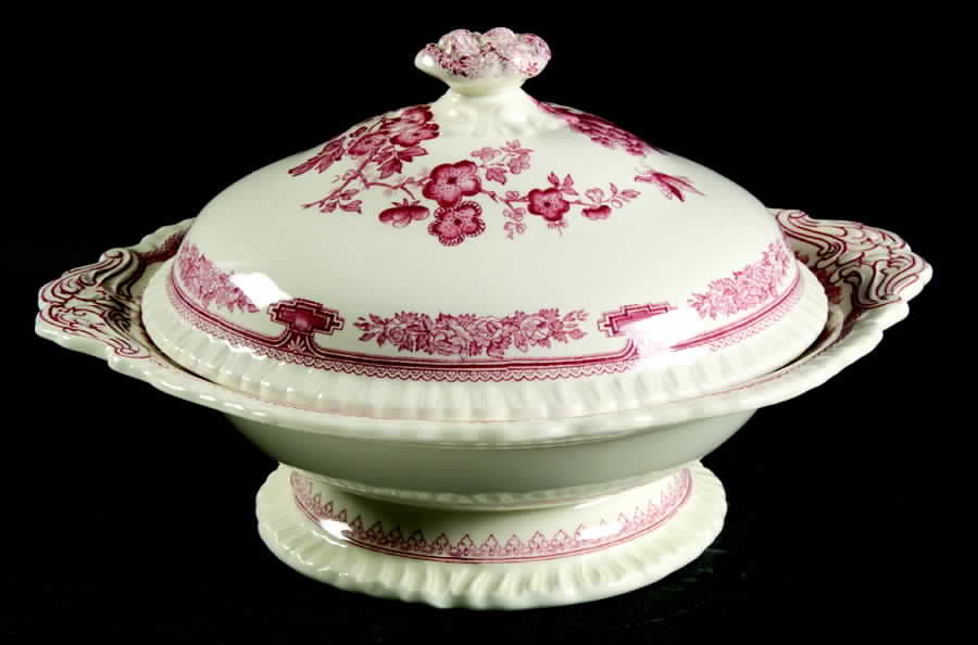 Manchu Pink Round Covered Vegetable by Mason's-1