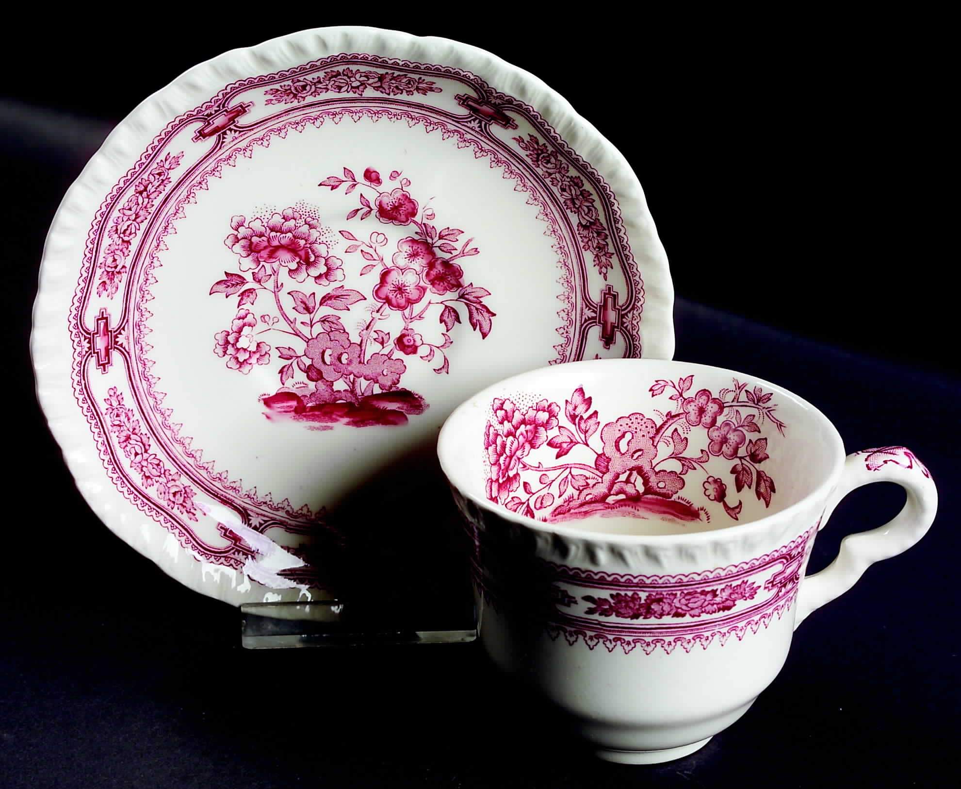 Manchu Pink Flat Cup & Saucer Set by Mason's-1
