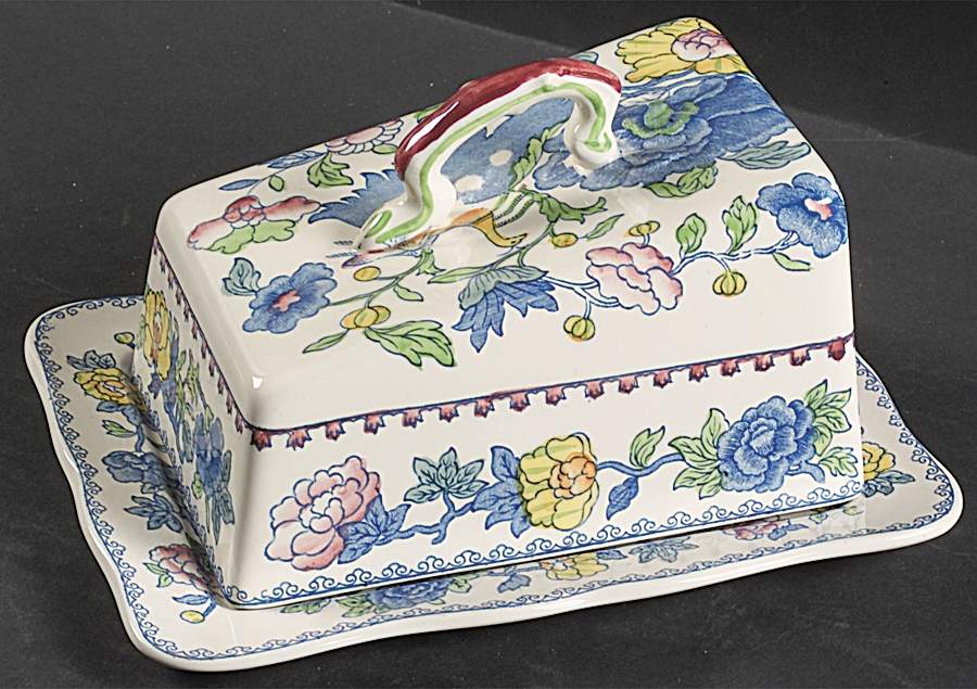 Regency Plantation Colonial Cheese Dish with Lid (Wedge) by Mason's-1
