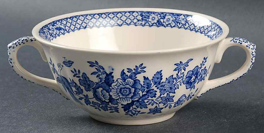 Stratford Royal Blue (No Trim) Flat Cream Soup Bowl by Mason's-1