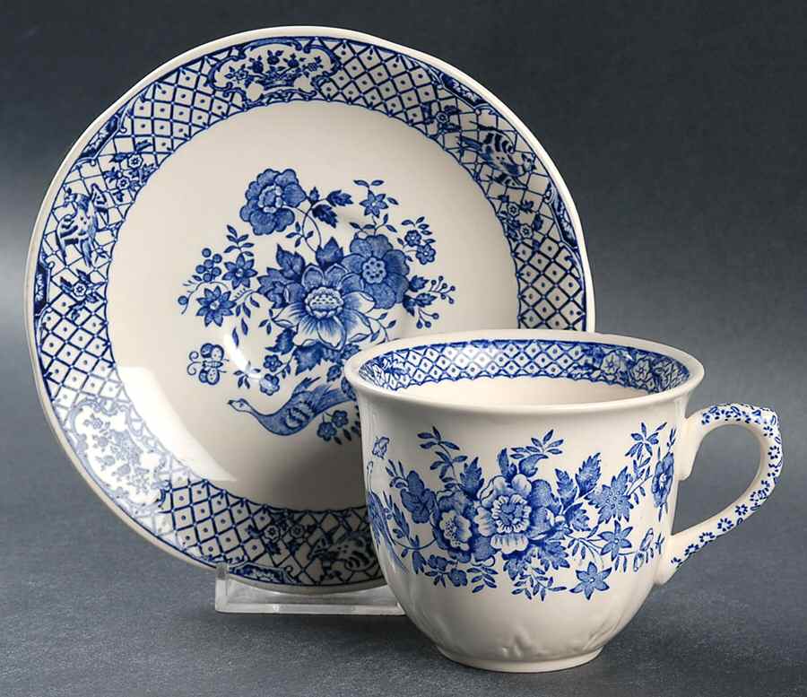 Stratford Royal Blue (No Trim) Flat Cup & Saucer Set by Mason's-1