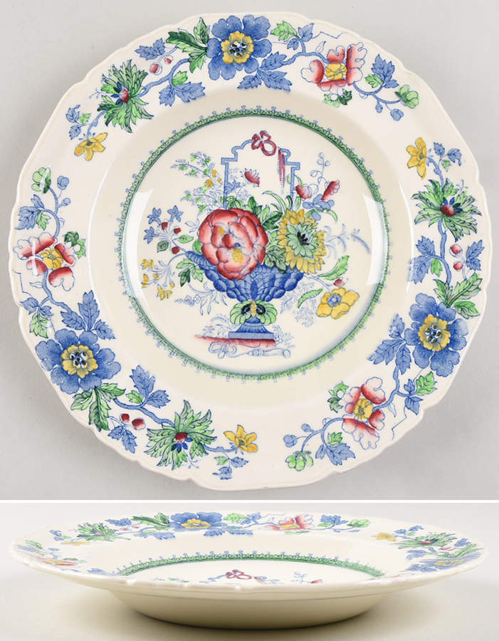 Strathmore Blue Multicolor Large Rim Soup Bowl by Mason's-1