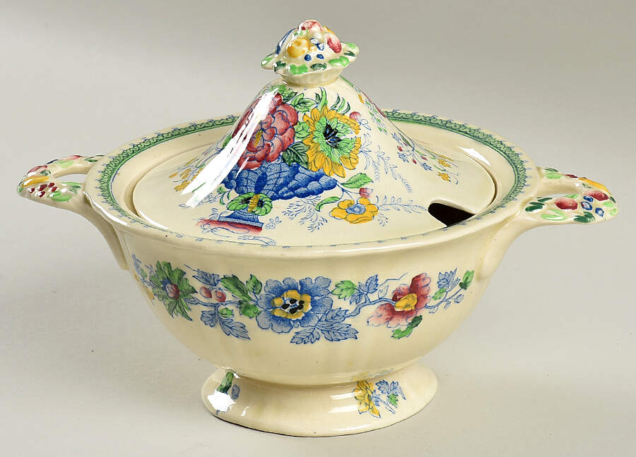 Strathmore Blue Multicolor Sugar Bowl & Lid by Mason's-1