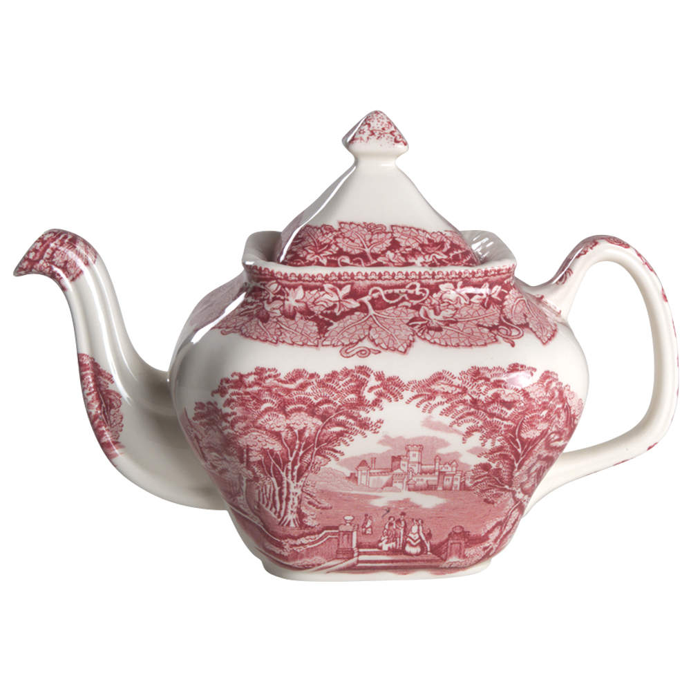 Vista Pink (No Trim) Square Gadroon Teapot & Lid by Mason's-1