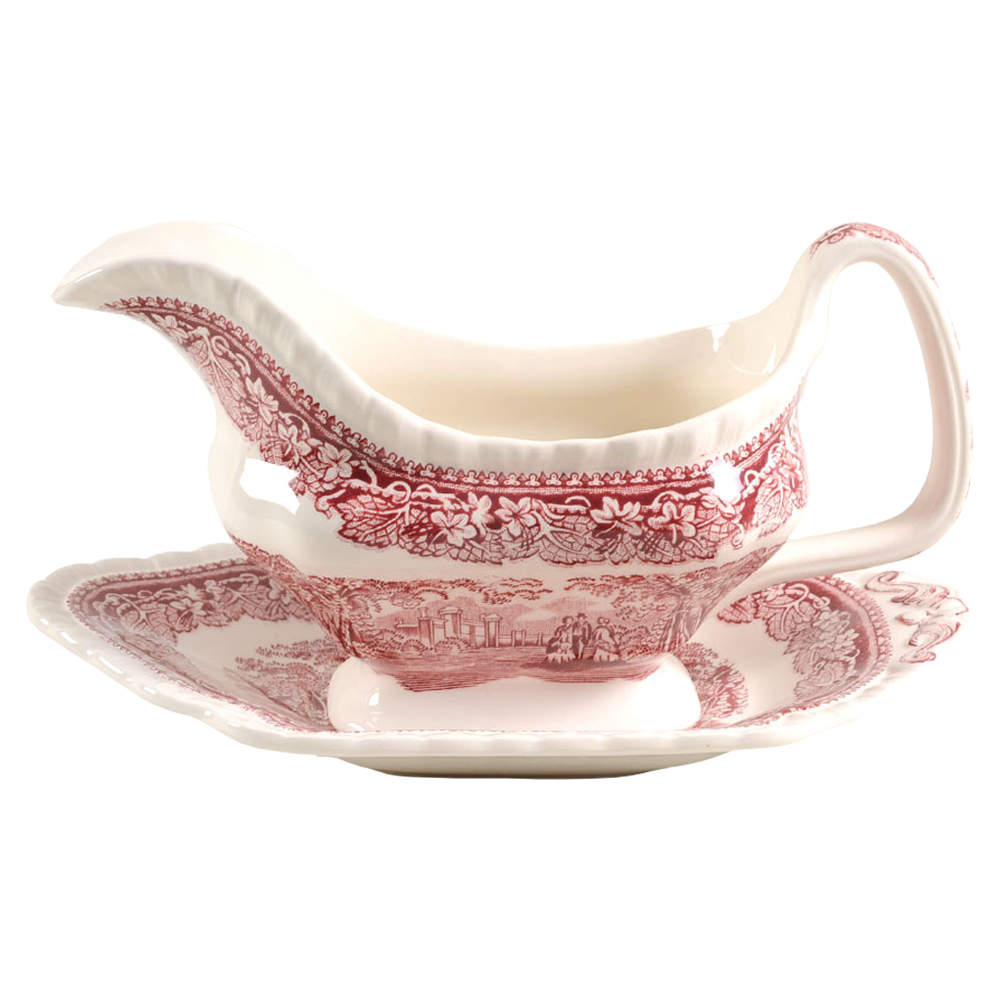 Vista Pink (No Trim) Gravy Boat & Underplate by Mason's-1