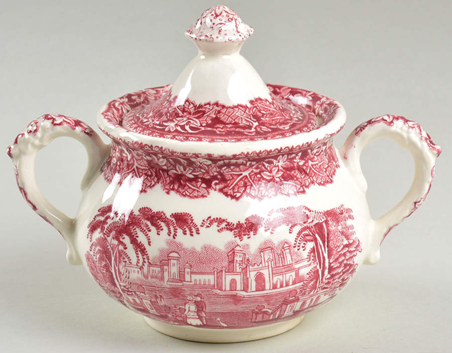 Vista Pink (No Trim) Mini Sugar Bowl & Lid by Mason's-1