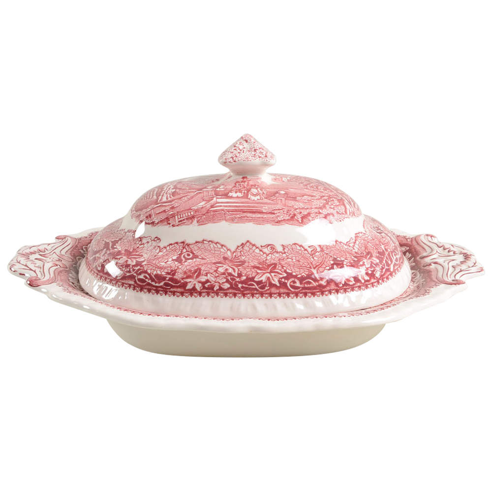 Vista Pink (No Trim) Oval Covered Vegetable by Mason's-1