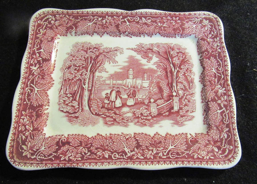 Vista Pink (No Trim) Cheese Dish with Lid, Base Only (Wedge) by Mason's-1