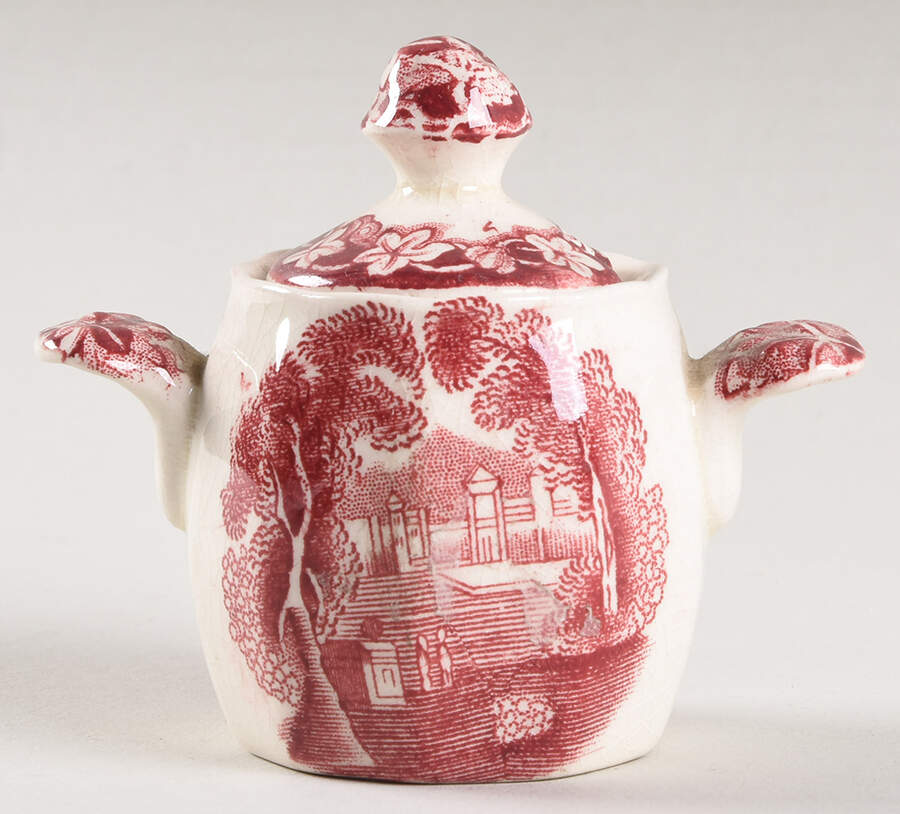 Vista Pink (No Trim) Mustard Jar & Lid by Mason's-1