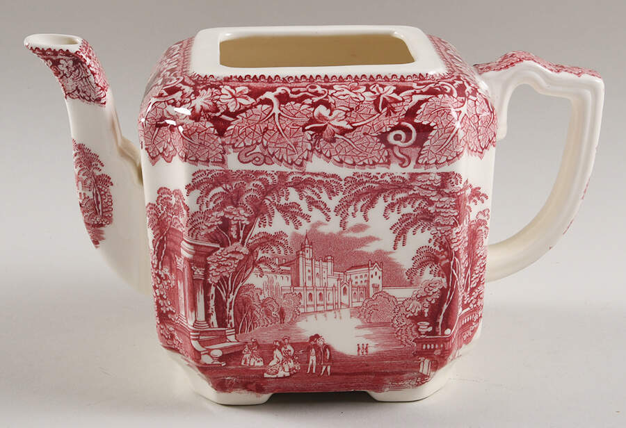 Vista Pink (No Trim) Fan Teapot No Lid by Mason's-1
