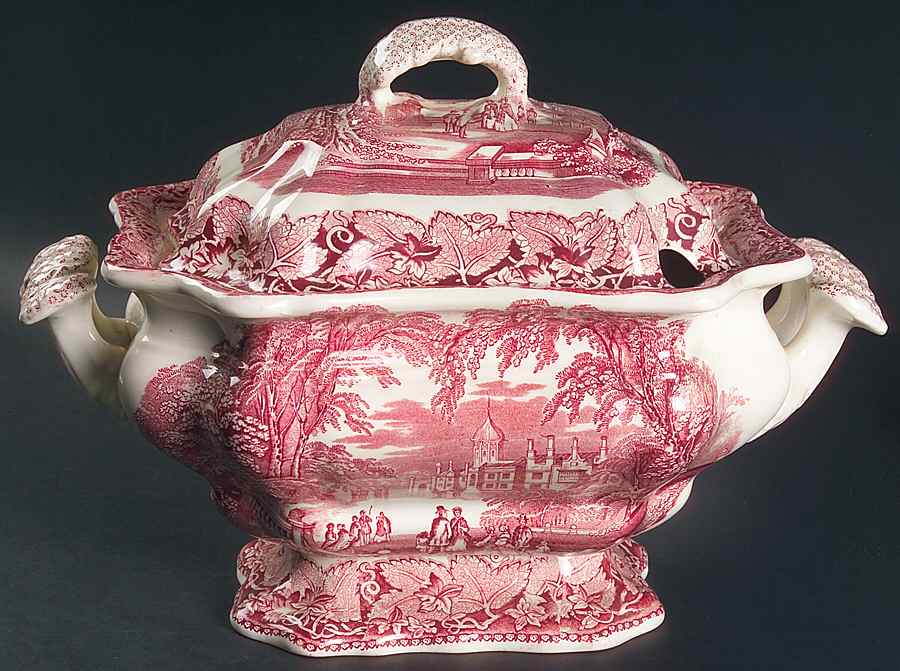 Vista Pink (No Trim) Large Bedford Tureen & Lid by Mason's-1
