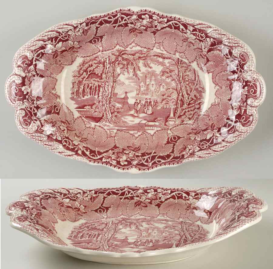 Vista Pink (No Trim) Baroque Supper/Serving Tray by Mason's-1
