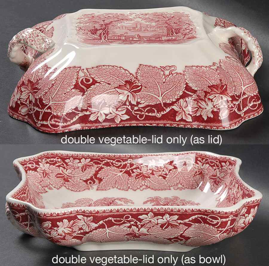 Vista Pink (No Trim) Lid for Double Vegetable Bowl by Mason's-1