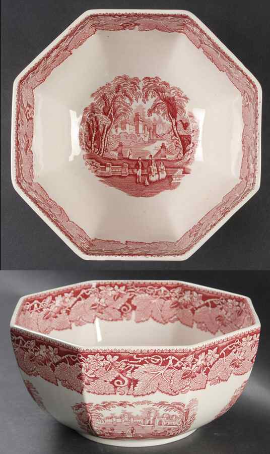 Vista Pink (No Trim) 8" Octagonal Vegetable Bowl by Mason's-1