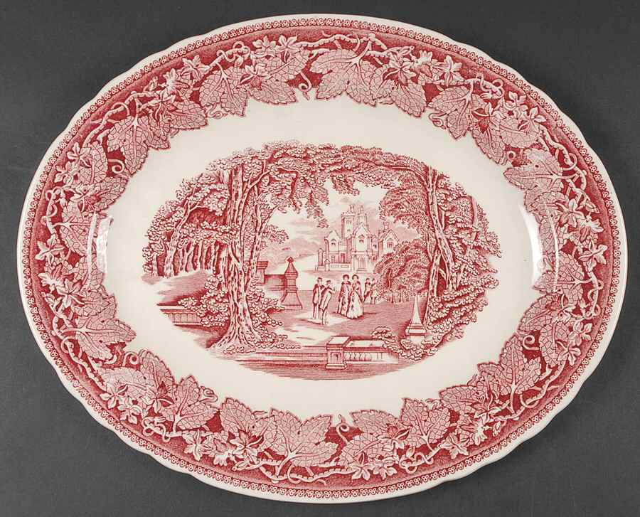 Vista Pink (No Trim) 13" Oval Serving Platter by Mason's-1