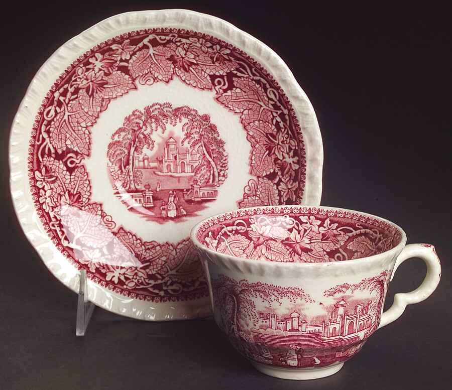 Vista Pink (No Trim) Oversized Cup & Saucer Set by Mason's-1