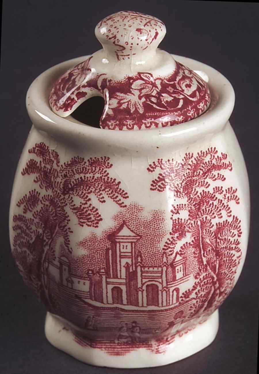 Vista Pink (No Trim) Mustard Jar & Lid by Mason's-1