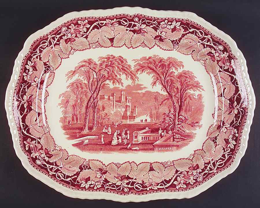 Vista Pink (No Trim) 19" Oval Serving Platter by Mason's-1