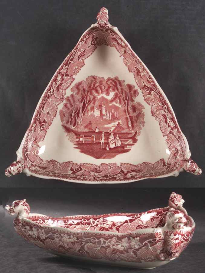 Vista Pink (No Trim) 10" Triangular Vegetable Bowl by Mason's-1