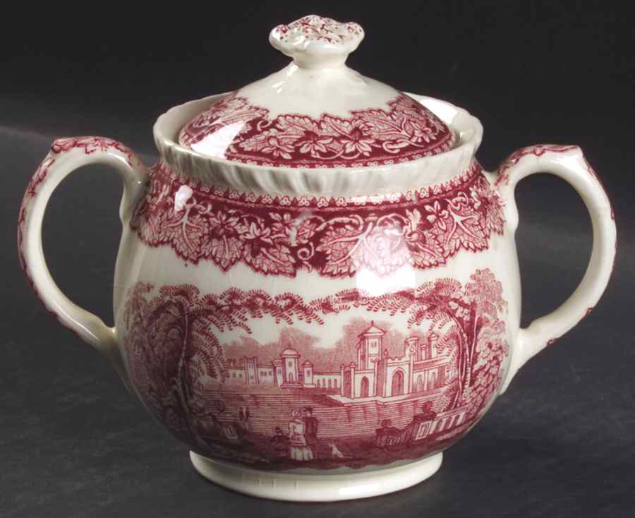 Vista Pink (No Trim) Sugar Bowl & Lid by Mason's-1