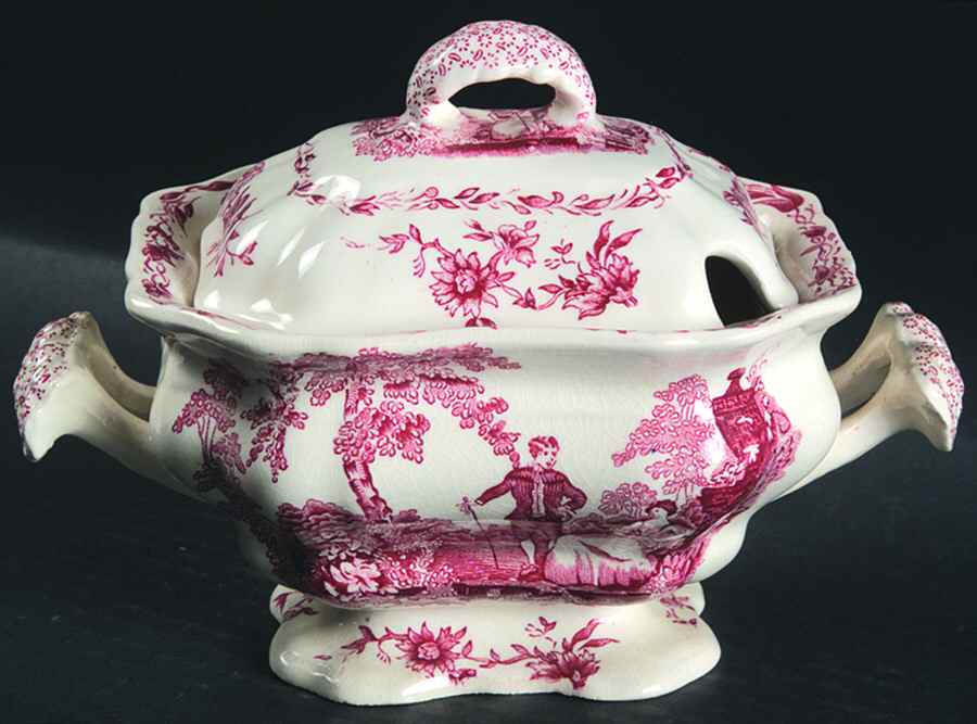 Watteau Pink Sauce Boat & Lid by Mason's-1