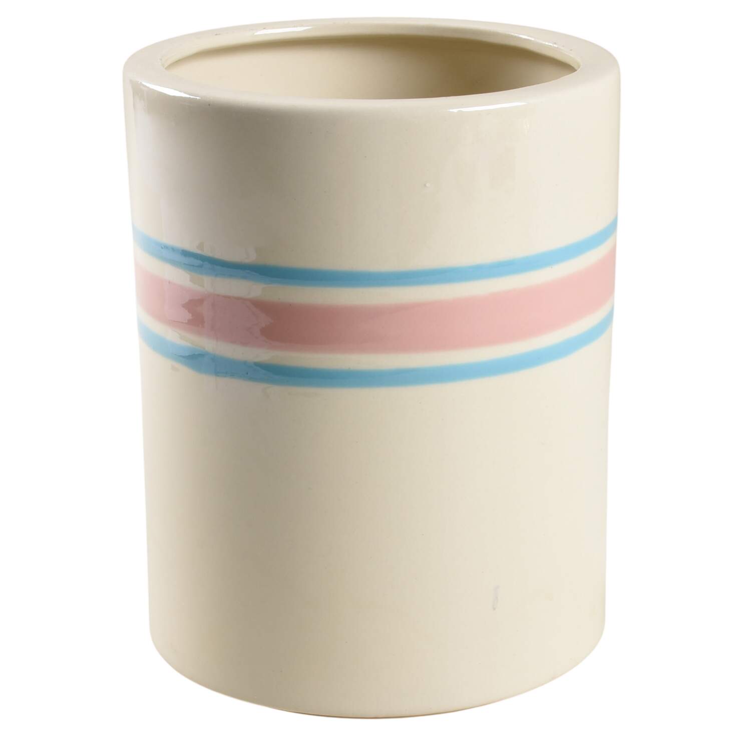 Pink & Blue Stripes Medium Canister No Lid by Nelson McCoy-1