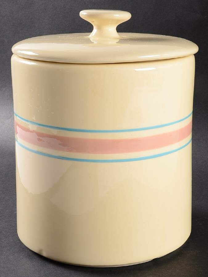 Pink & Blue Stripes Medium Canister & Lid by Nelson McCoy-1