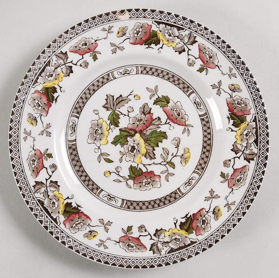 Jacobean Brown Multicolor Salad Plate by W R Midwinter Ltd-1