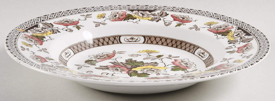 Jacobean Brown Multicolor Rim Soup Bowl by W R Midwinter Ltd-1