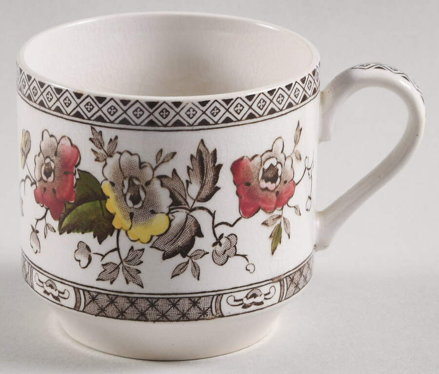 Jacobean Brown Multicolor Demitasse Cup by W R Midwinter Ltd-1