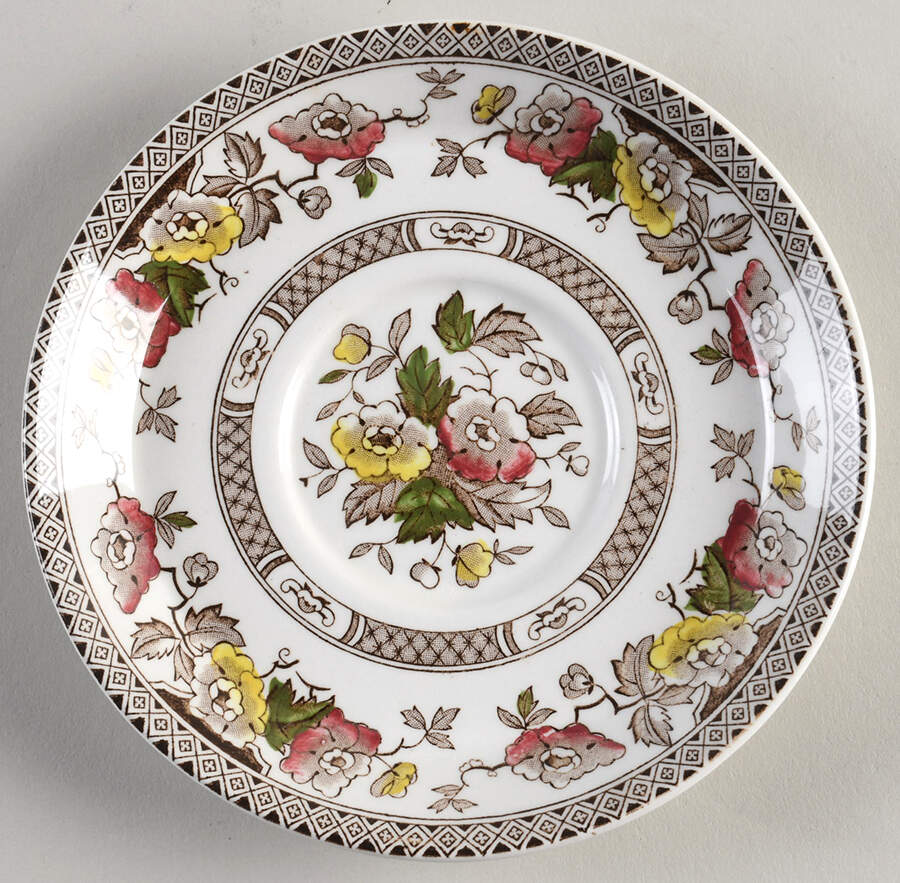 Jacobean Brown Multicolor Saucer by W R Midwinter Ltd-1