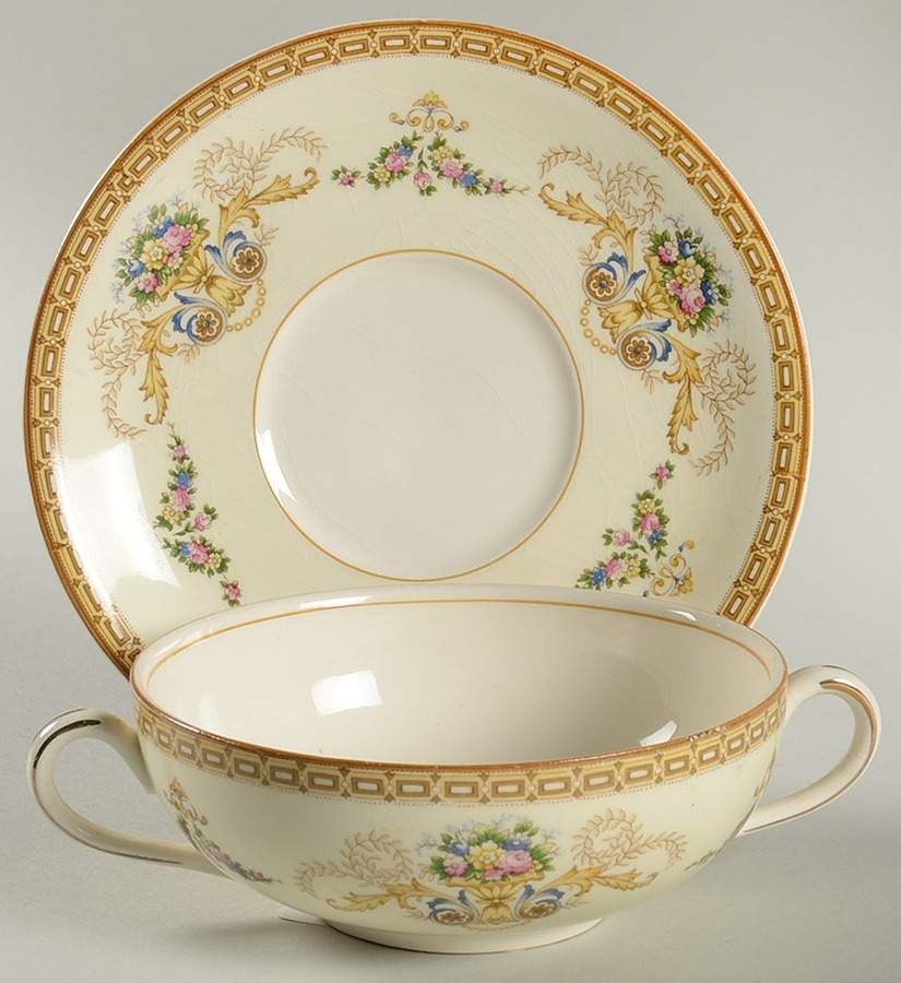 MEA3 Flat Cream Soup Bowl & Saucer Set by Alfred Meakin-1