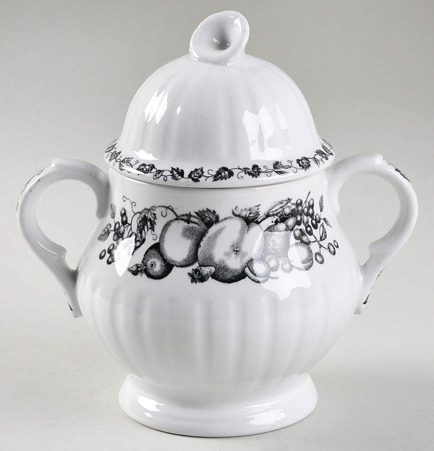 Old Orchard Sugar Bowl & Lid by Alfred Meakin-1