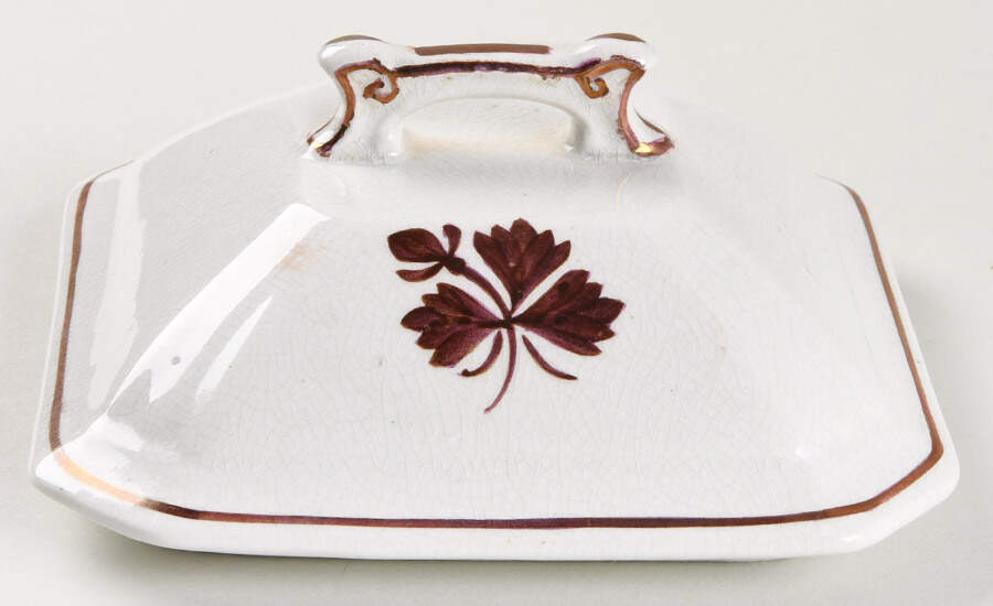 Tea Leaf Lid for Square Butter by Alfred Meakin-1