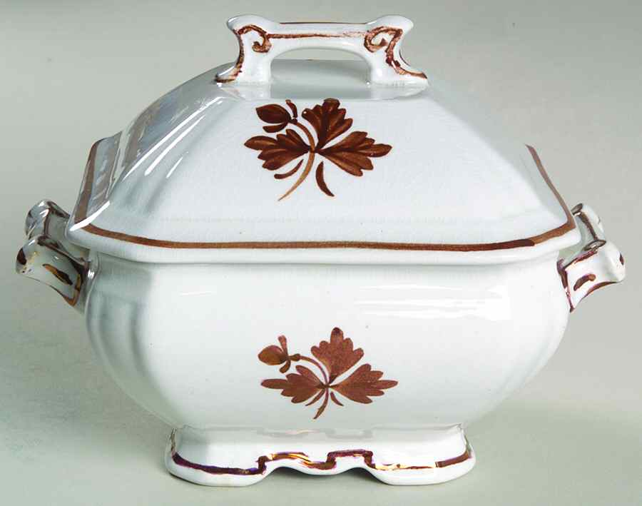 Tea Leaf Square Covered Butter with Strainer by Alfred Meakin-1