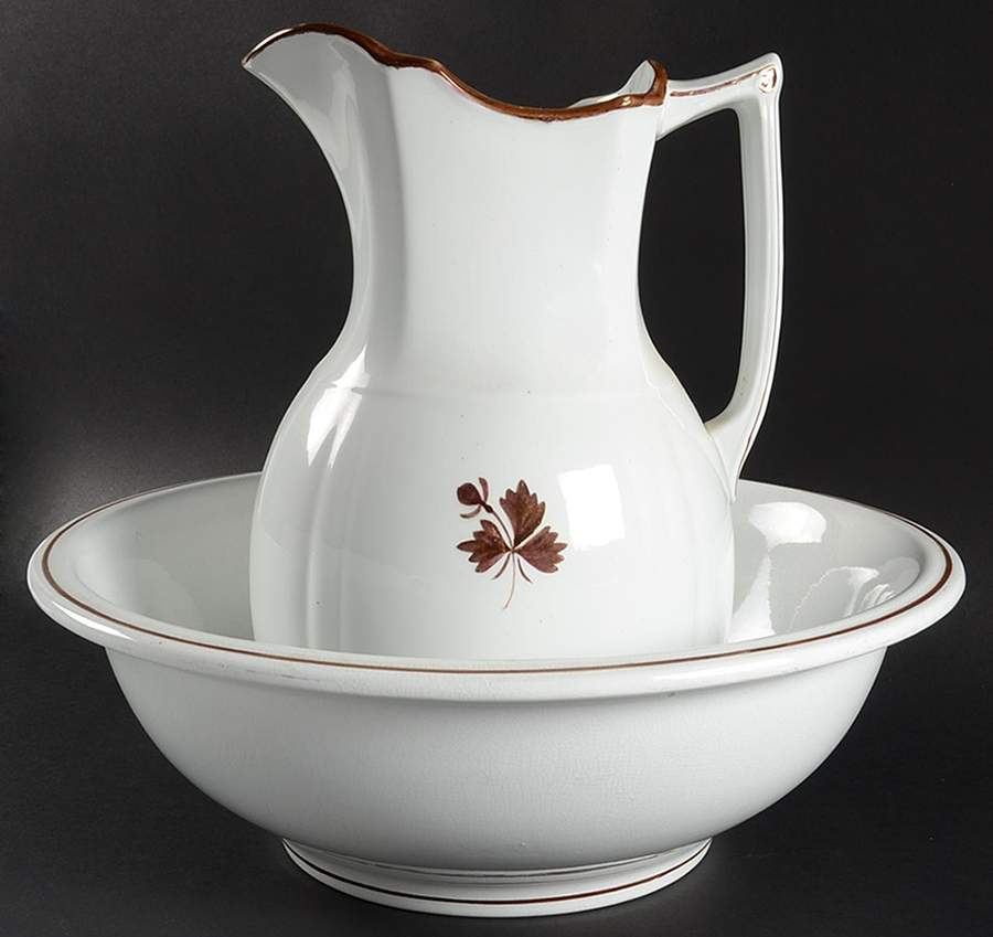 Tea Leaf Large Pitcher & Bowl Set by Alfred Meakin-1