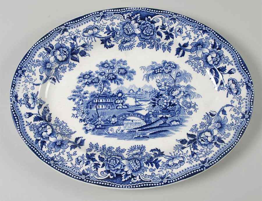 Tonquin Blue 12" Oval Serving Platter by Alfred Meakin-1