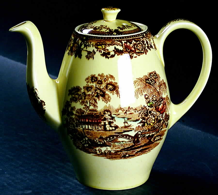 Tonquin Brown Multicolor Mini Coffee Pot & Lid by Alfred Meakin-1
