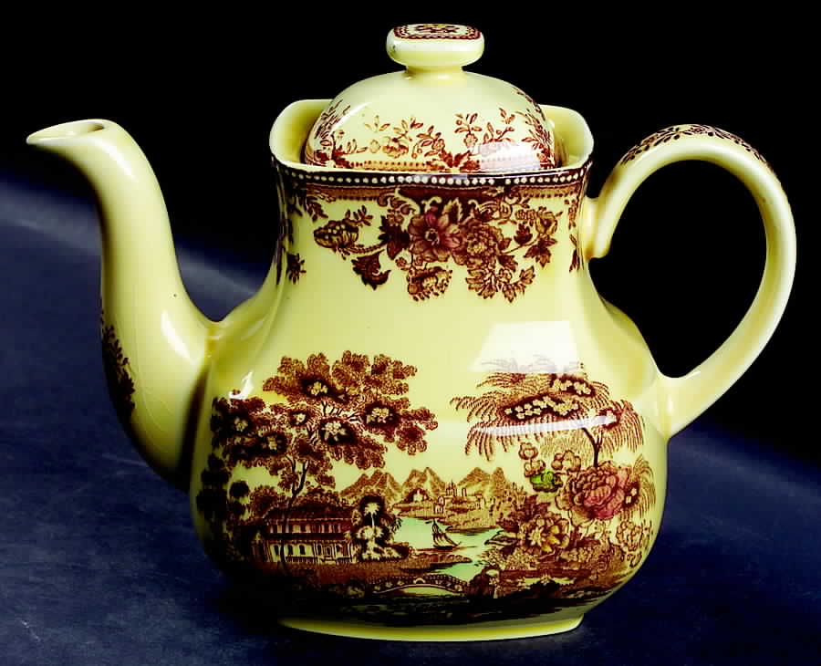 Tonquin Brown Multicolor Teapot & Lid by Alfred Meakin-1