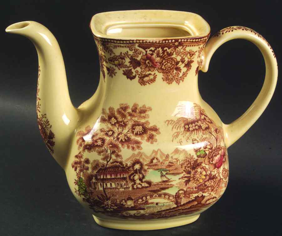 Tonquin Brown Multicolor Coffee Pot No Lid by Alfred Meakin-1