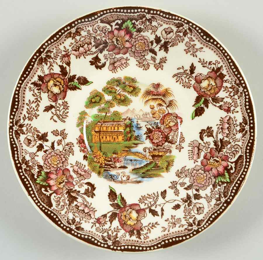 Tonquin Brown Multicolor Saucer by Alfred Meakin-1
