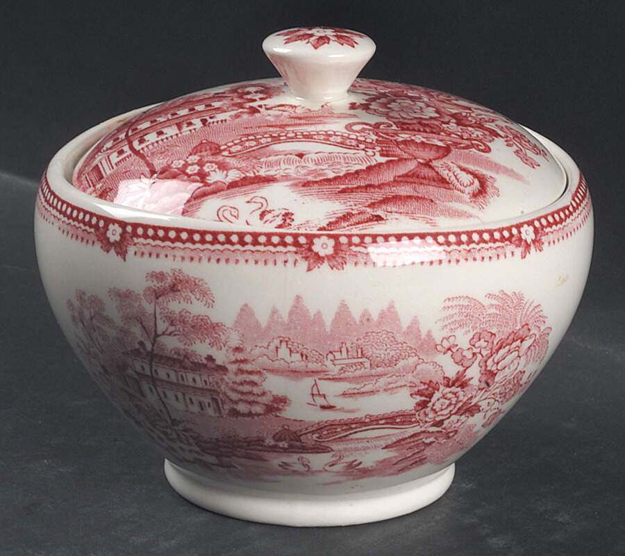 Tonquin Pink Sugar Bowl & Lid by Alfred Meakin-1