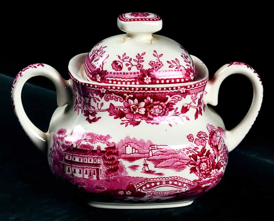 Tonquin Pink Sugar Bowl & Lid by Alfred Meakin-1