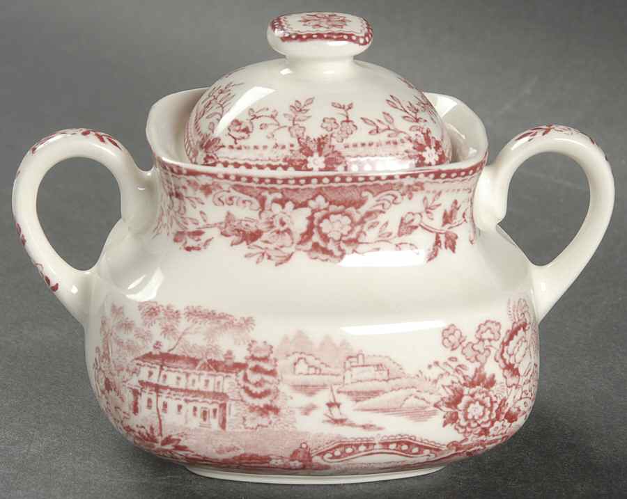 Tonquin Pink Sugar Bowl & Lid by Alfred Meakin-1